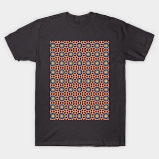 Blue and Orange Floral Pattern T-Shirt